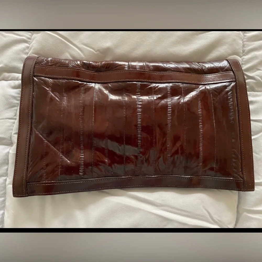 Vintage Eel Skin Clutch Purse in Dark Burgundy